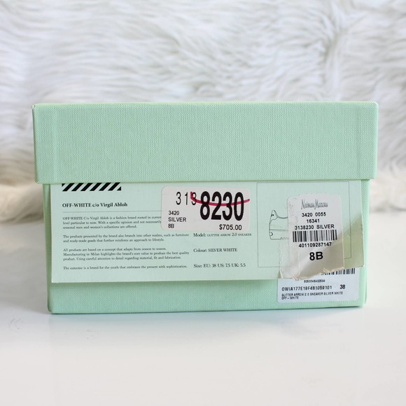 Off-White Glitter Arrow 2.0 Sneaker in Silver & White - Picture 14 of 15